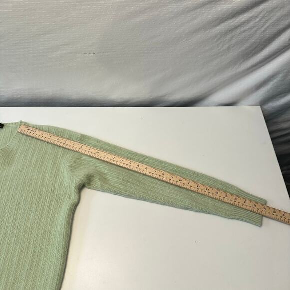 Loro Piana Mens Cashmere V-neck Sweater EUR 50/XL Cable  knit Lime Green Preppy - Picture 12 of 13